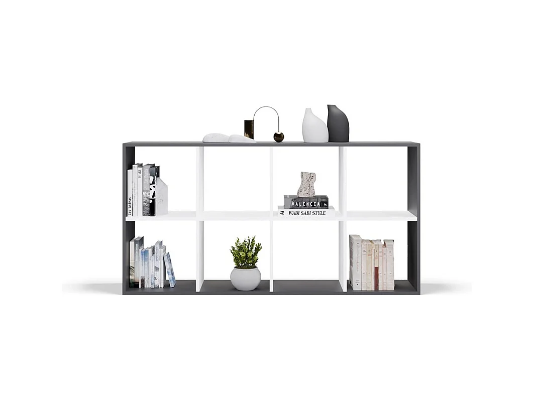 Regał Malax 2X4 |  Antracyt/Biały  | 147x30x75 cm | Regał na książki i zabawki