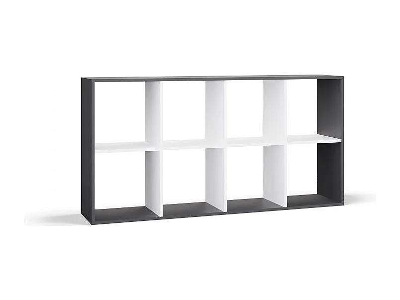 MARION – Modulares Regal mit 8 Fächern – Bücherregal mit 8 Fächern – 147 x 30 x 75 cm – Anthrazit und Weiß