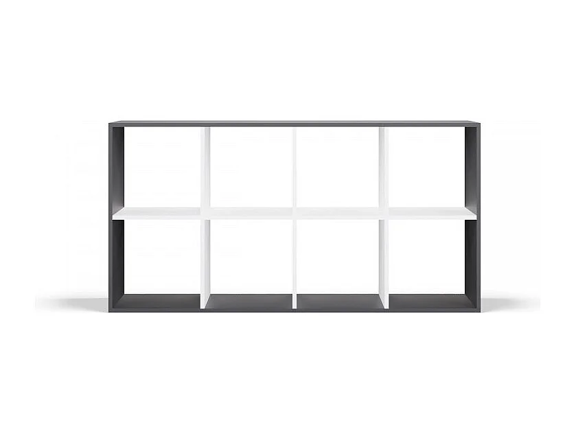 MARION – Modulares Regal mit 8 Fächern – Bücherregal mit 8 Fächern – 147 x 30 x 75 cm – Anthrazit und Weiß