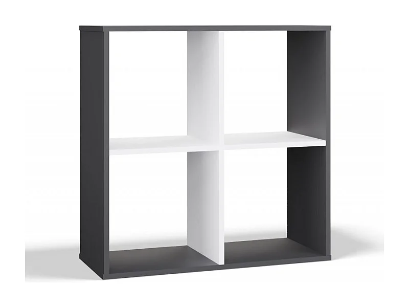 Regał Malax 2x2 |  Antracyt/Biały | 74x30x75 cm | Regał Komorowy