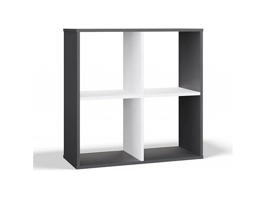 Regał Malax 2x2 |  Antracyt/Biały | 74x30x75 cm | Regał Komorowy