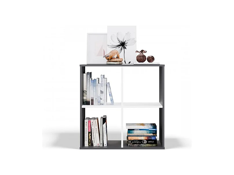 Regał Malax 2x2 |  Antracyt/Biały | 74x30x75 cm | Regał Komorowy