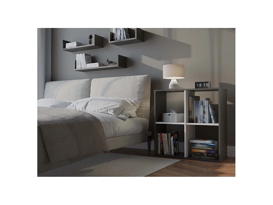 Regał Malax 2x2 |  Antracyt/Biały | 74x30x75 cm | Regał Komorowy