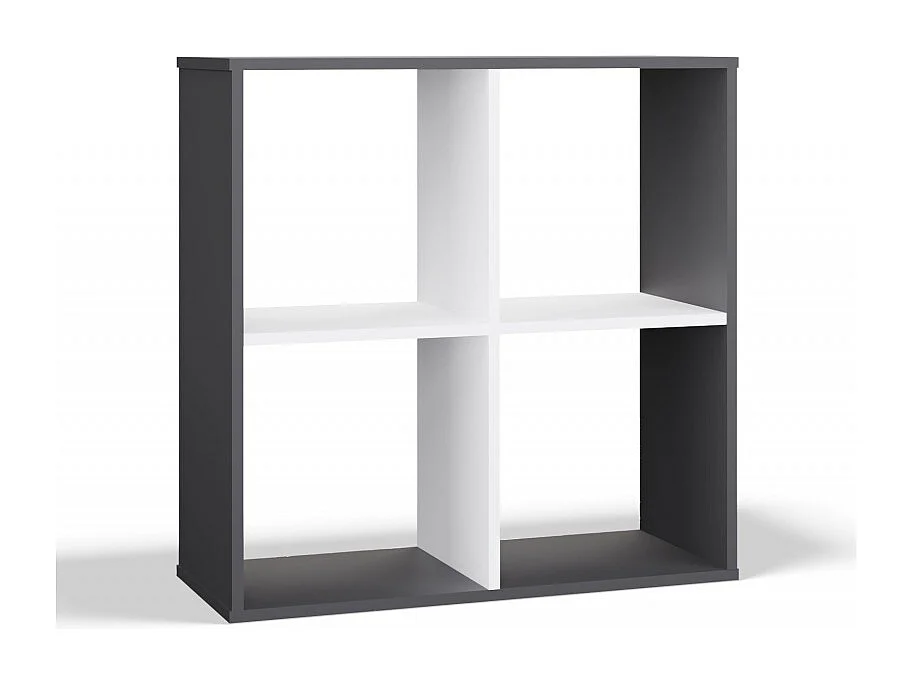 Regał Malax 2x2 |  Antracyt/Biały | 74x30x75 cm | Regał Komorowy