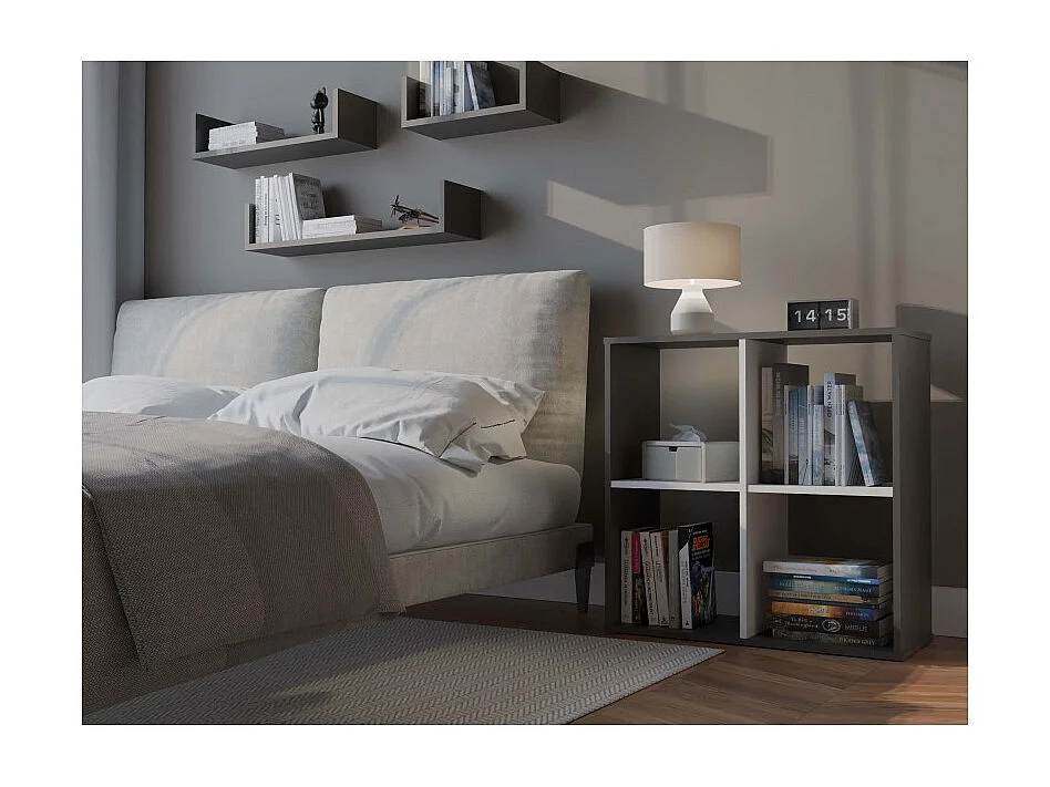 Regał Malax 2x2 |  Antracyt/Biały | 74x30x75 cm | Regał Komorowy