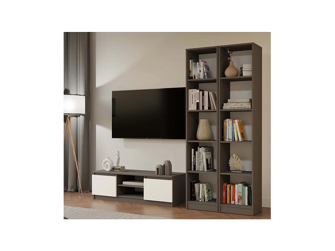FLORENCE - Librería de 5 estantes - Dimensiones: 182 x 40 x 30 cm - Mueble para guardar libros - Antracita