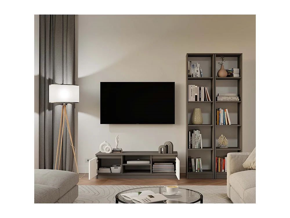 FLORENCE - Librería de 5 estantes - Dimensiones: 182 x 40 x 30 cm - Mueble para guardar libros - Antracita