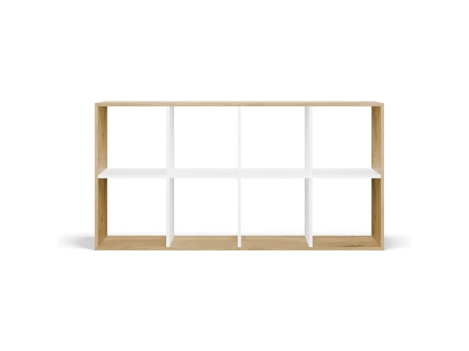 Regał Malax 2X4 | Dąb Artisan/Biel | 147x30x75 cm | Regał na książki i zabawki