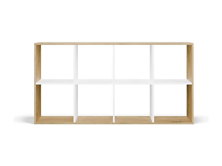 Regał Malax 2X4 | Dąb Artisan/Biel | 147x30x75 cm | Regał na książki i zabawki