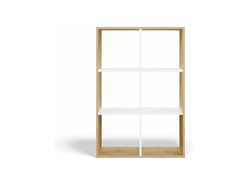 MARION – Modulares Regal mit 6 Fächern – Bücherregal mit 6 Fächern – 110 x 30 x 75 cm – Artisan und Weiß