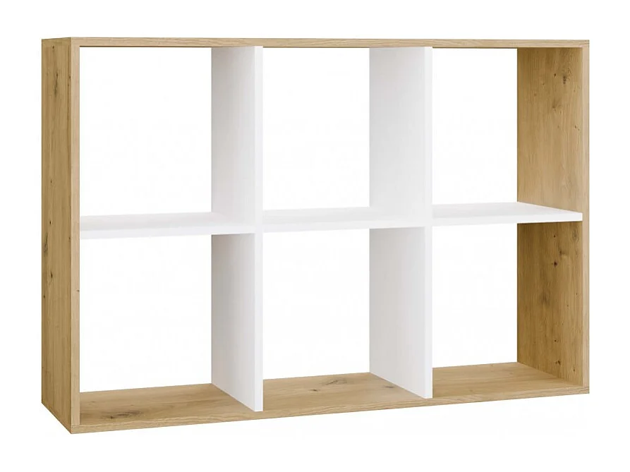 MARION – Modulares Regal mit 6 Fächern – Bücherregal mit 6 Fächern – 110 x 30 x 75 cm – Artisan und Weiß