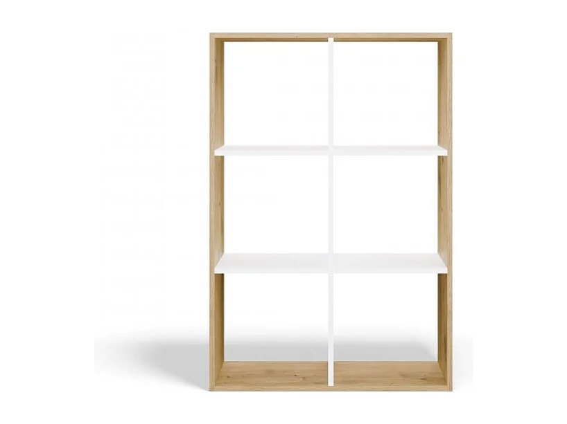 MARION – Modulares Regal mit 6 Fächern – Bücherregal mit 6 Fächern – 110 x 30 x 75 cm – Artisan und Weiß