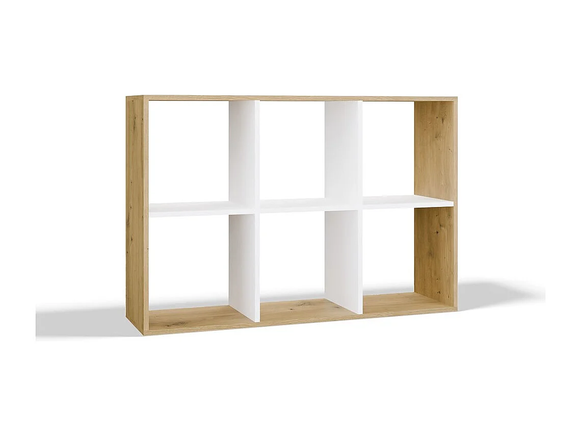 MARION – Modulares Regal mit 6 Fächern – Bücherregal mit 6 Fächern – 110 x 30 x 75 cm – Artisan und Weiß