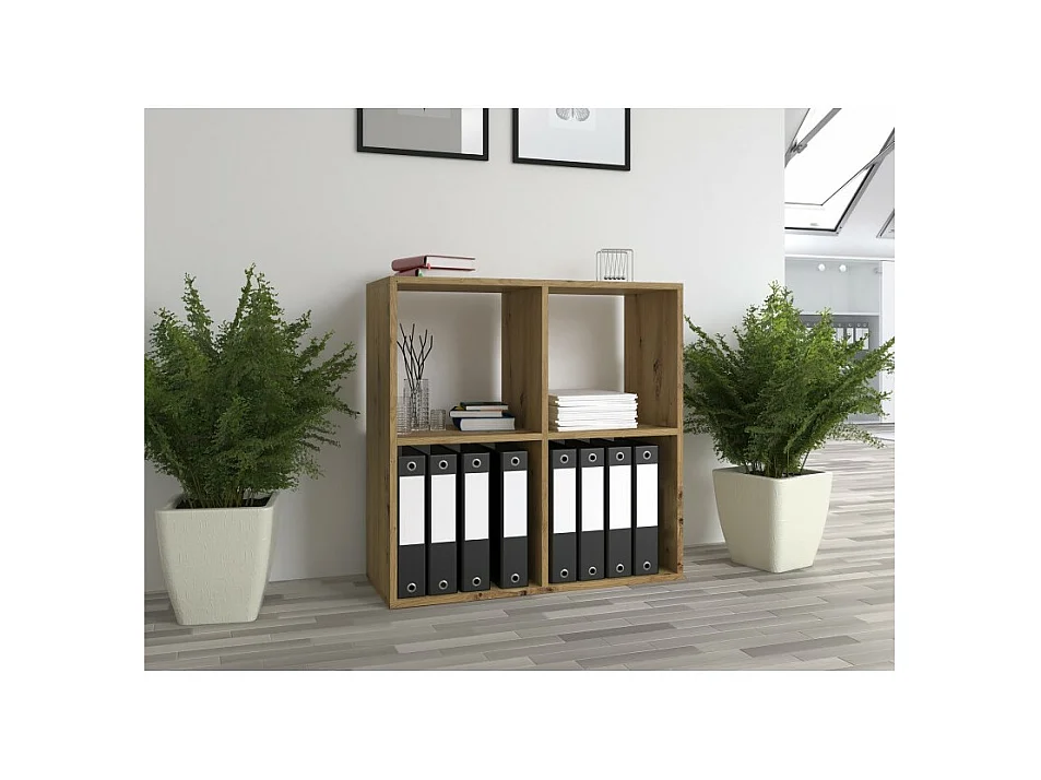 Regał Malax 2x2 | Dąb Artisan | 74x30x75 cm | Regał Komorowy