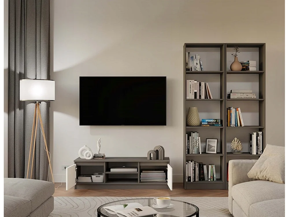 Regał Onyx R50 | Antracyt | 50x30x182 cm | Regał biurowy na książki