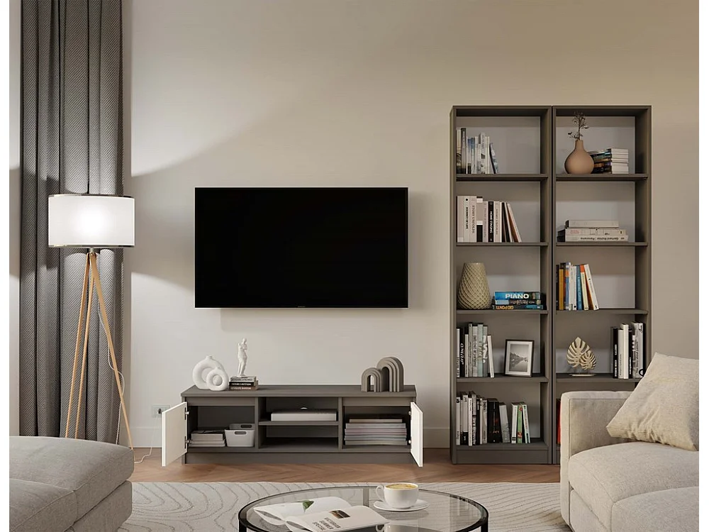 Regał Onyx R50 | Antracyt | 50x30x182 cm | Regał biurowy na książki