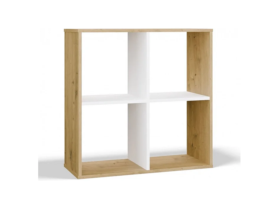 Regał Malax 2x2 |  Dąb Artisan/Biel | 74x30x75 cm | Regał Komorowy
