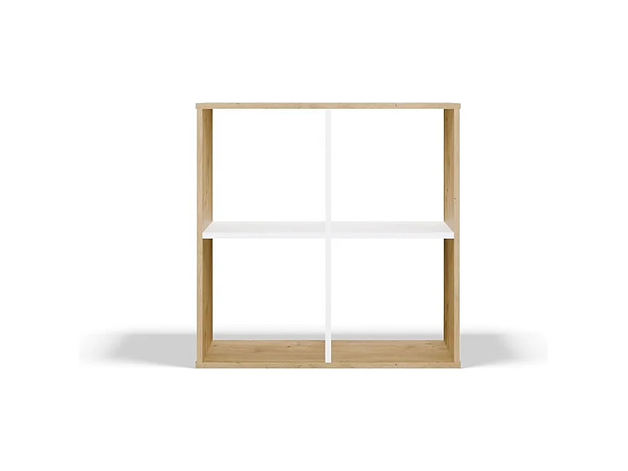 MARION – Funktionelles Regal mit Fächern für Schlafzimmer/Büro/Wohnzimmer – Maße: 75 x 75 x 30 – Artisan und Weiß