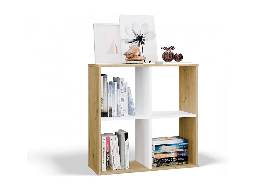 MARION - Scaffale funzionale a scomparti per camera da letto/ufficio/soggiorno - Dimensioni: 75x75x30 - Artigianale e bianco