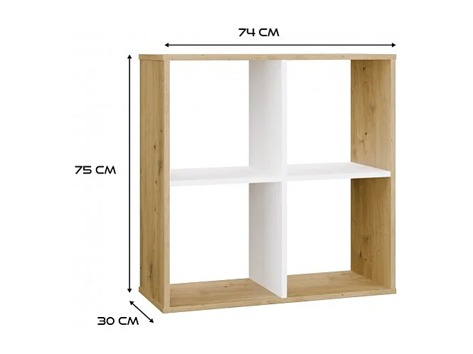 MARION - Scaffale funzionale a scomparti per camera da letto/ufficio/soggiorno - Dimensioni: 75x75x30 - Artigianale e bianco