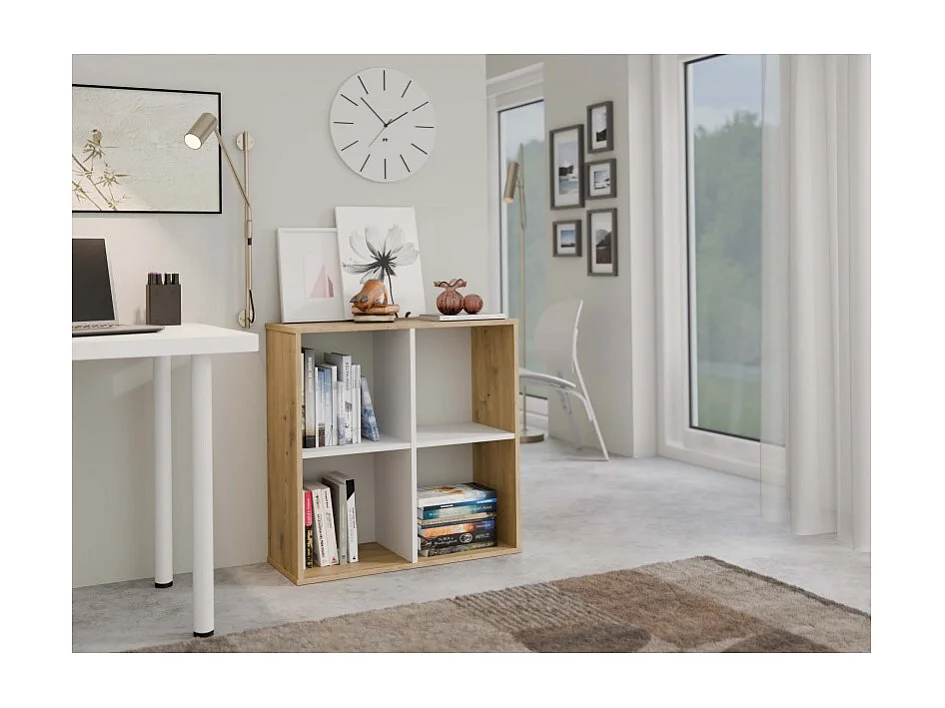 MARION - Scaffale funzionale a scomparti per camera da letto/ufficio/soggiorno - Dimensioni: 75x75x30 - Artigianale e bianco