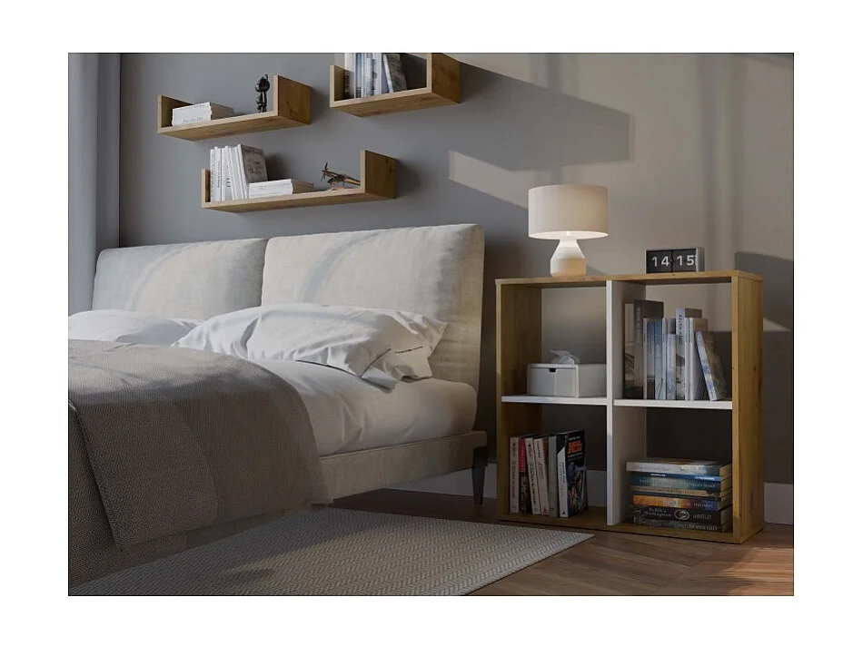 MARION - Scaffale funzionale a scomparti per camera da letto/ufficio/soggiorno - Dimensioni: 75x75x30 - Artigianale e bianco