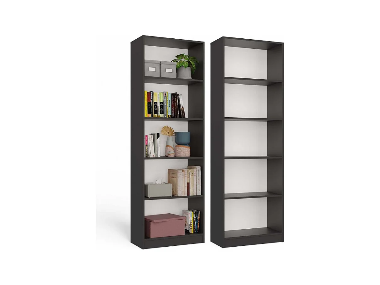 Regał Onyx R60 | Antracyt | 60x30x182 cm |  Książki Zabawki Segregatory