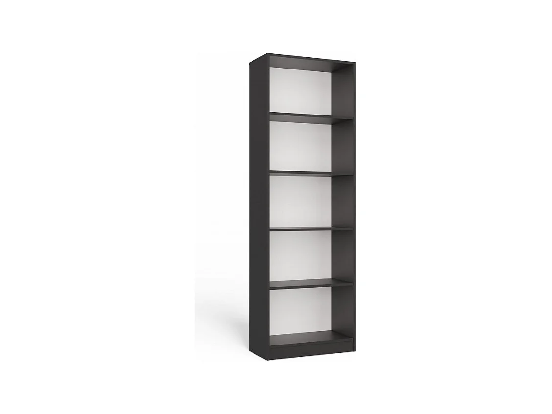 FLORENCE – Bücherregal mit 5 Fachböden – Maße 182 x 60 x 30 cm – Aufbewahrungsmöbel für Bücher – Grau