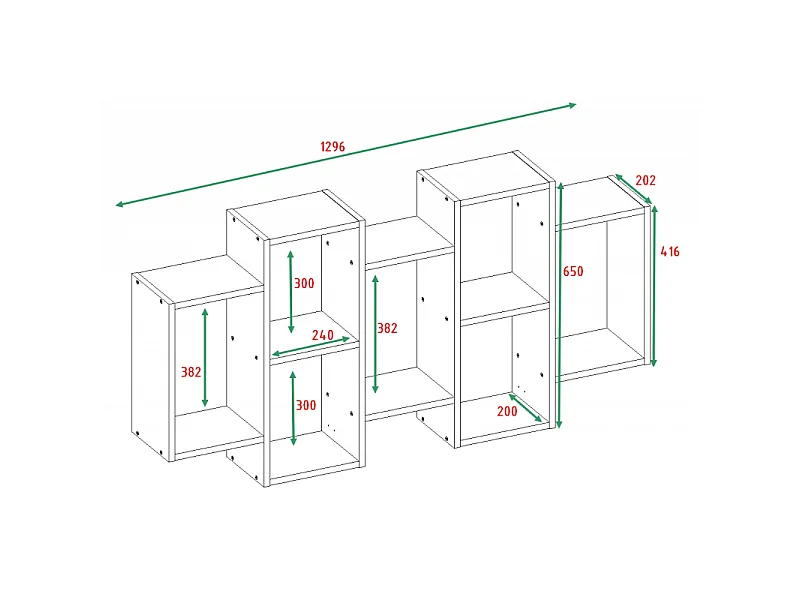 Regał Wiszący BILBAO 7.0 | Dąb Artisan | 129.5x20x65 cm |  Regał Wiszący Ścienny
