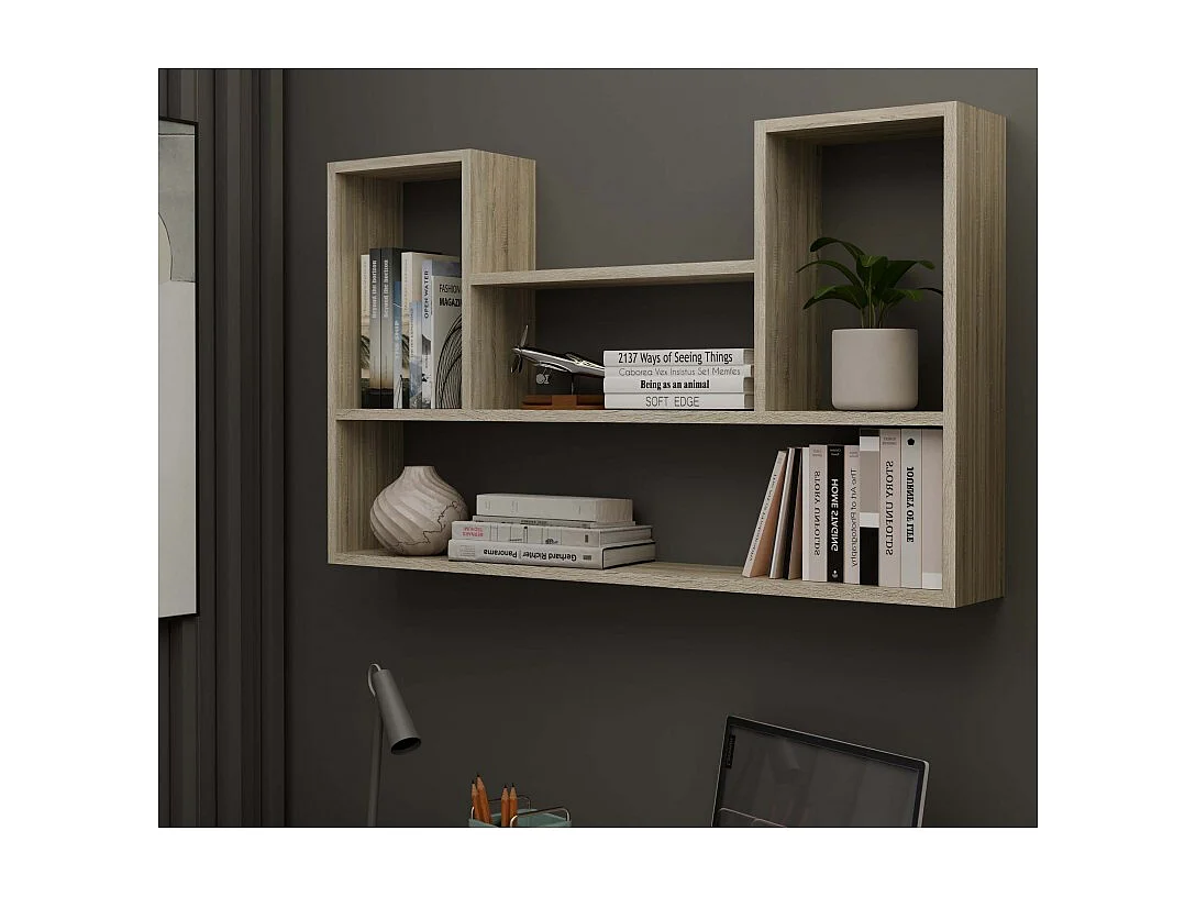 Regał wiszący Bilbao 4P |Dąb Sonoma | 100x16x60 cm | Regał wiszący ścienny