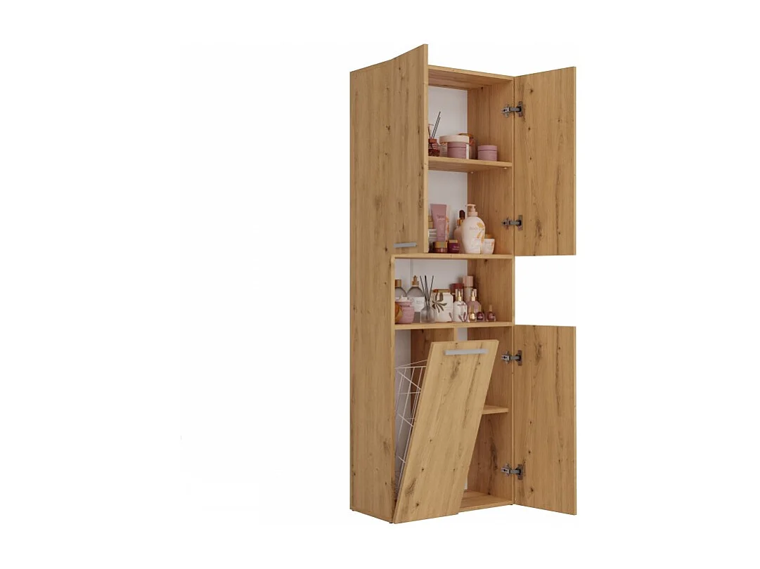 Słupek Łazienkowy Nel III | Dąb Artisan | 31x30x174 cm | Regał Łazienkowy