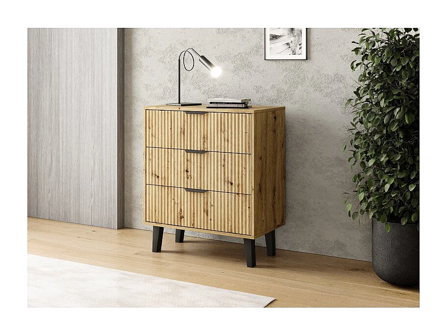 Komoda Scandi 3S Slim | Dąb Artisan  | 70x39x81.5 cm | Nowoczesny Design