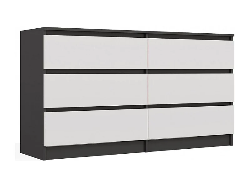 Komoda Malwa M6/140 | Antracyt/Biały | 138x40x75 cm | 6 Szuflad