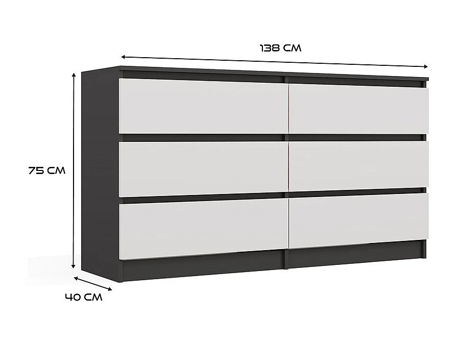 Commode Malwa M6 140 - ANTHRACITE/BLANC