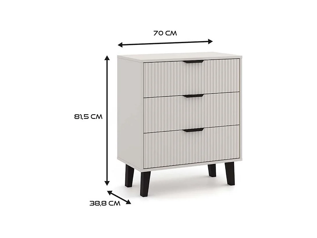 Komoda Scandi 3S Slim| Kaszmir| 70x39x81.5 cm | Nowoczesny Design