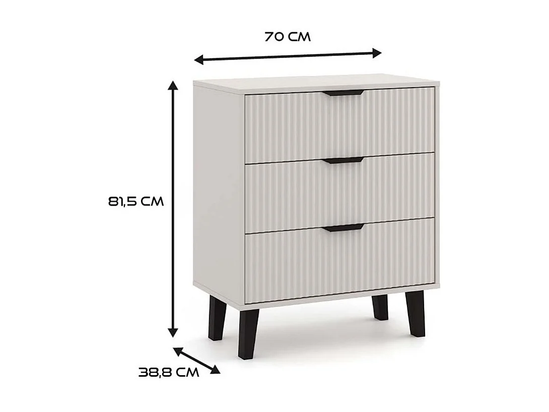 Komoda Scandi 3S Slim| Kaszmir| 70x39x81.5 cm | Nowoczesny Design