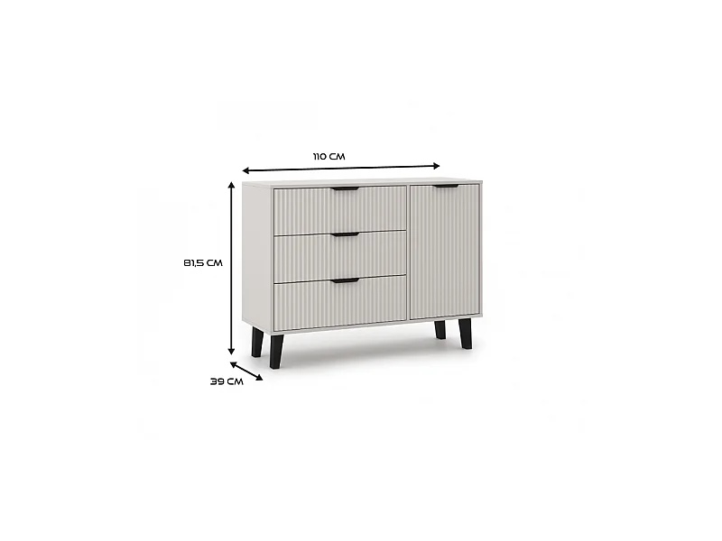 Komoda Scandi 1D3S | Kaszmir | 110x39x81,5 cm | Skandynawski Styl