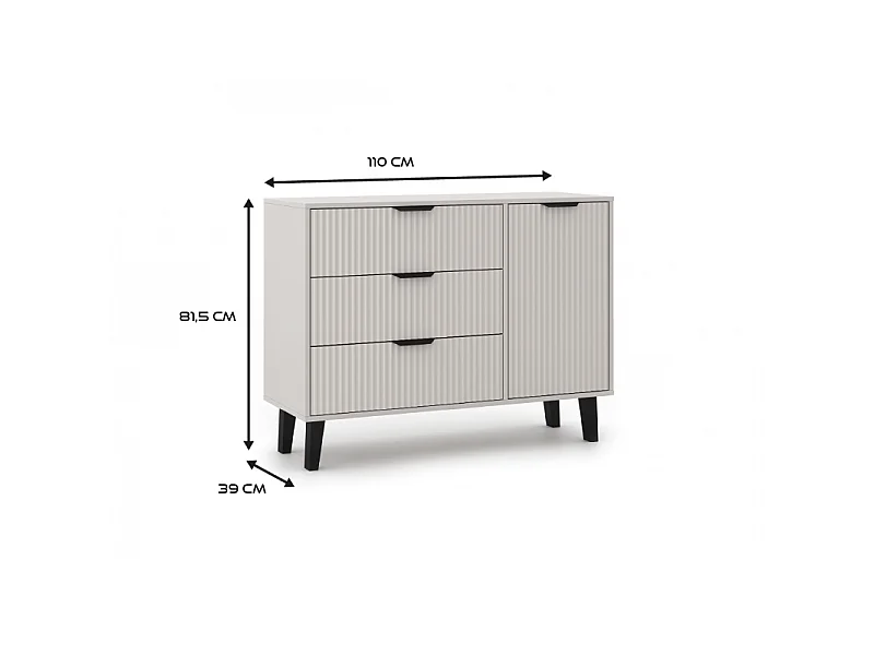 Komoda Scandi 1D3S | Kaszmir | 110x39x81,5 cm | Skandynawski Styl