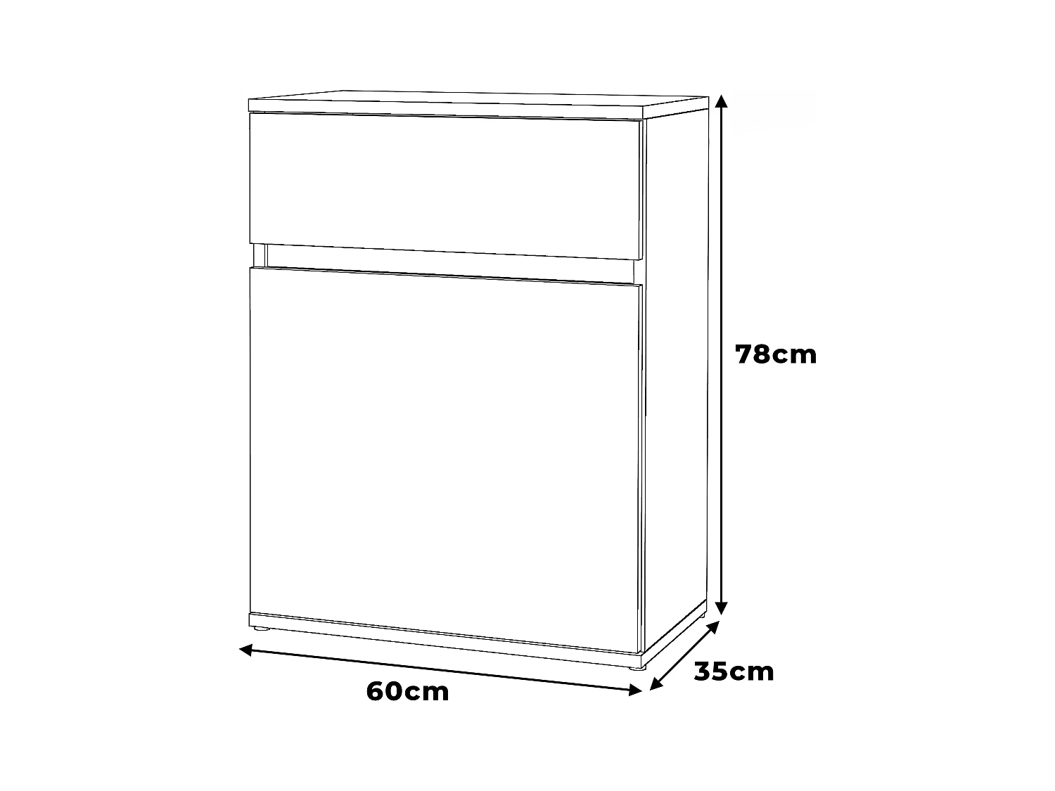 COMMODE BLANCHE AVEC TIROIRS 60CM MODERNE SANS POIGNÉES SALON CHAMBRE