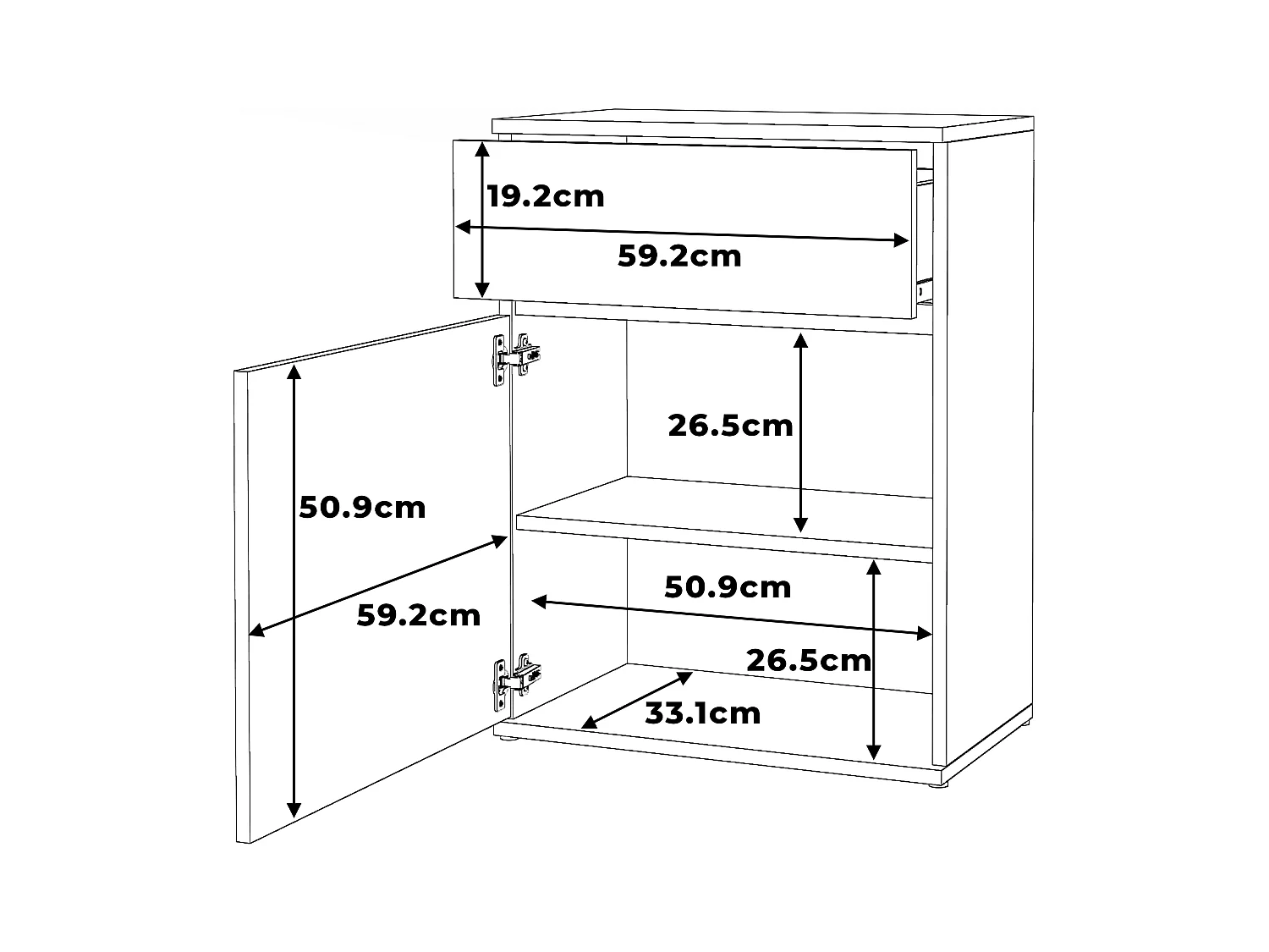 COMMODE BLANCHE AVEC TIROIRS 60CM MODERNE SANS POIGNÉES SALON CHAMBRE