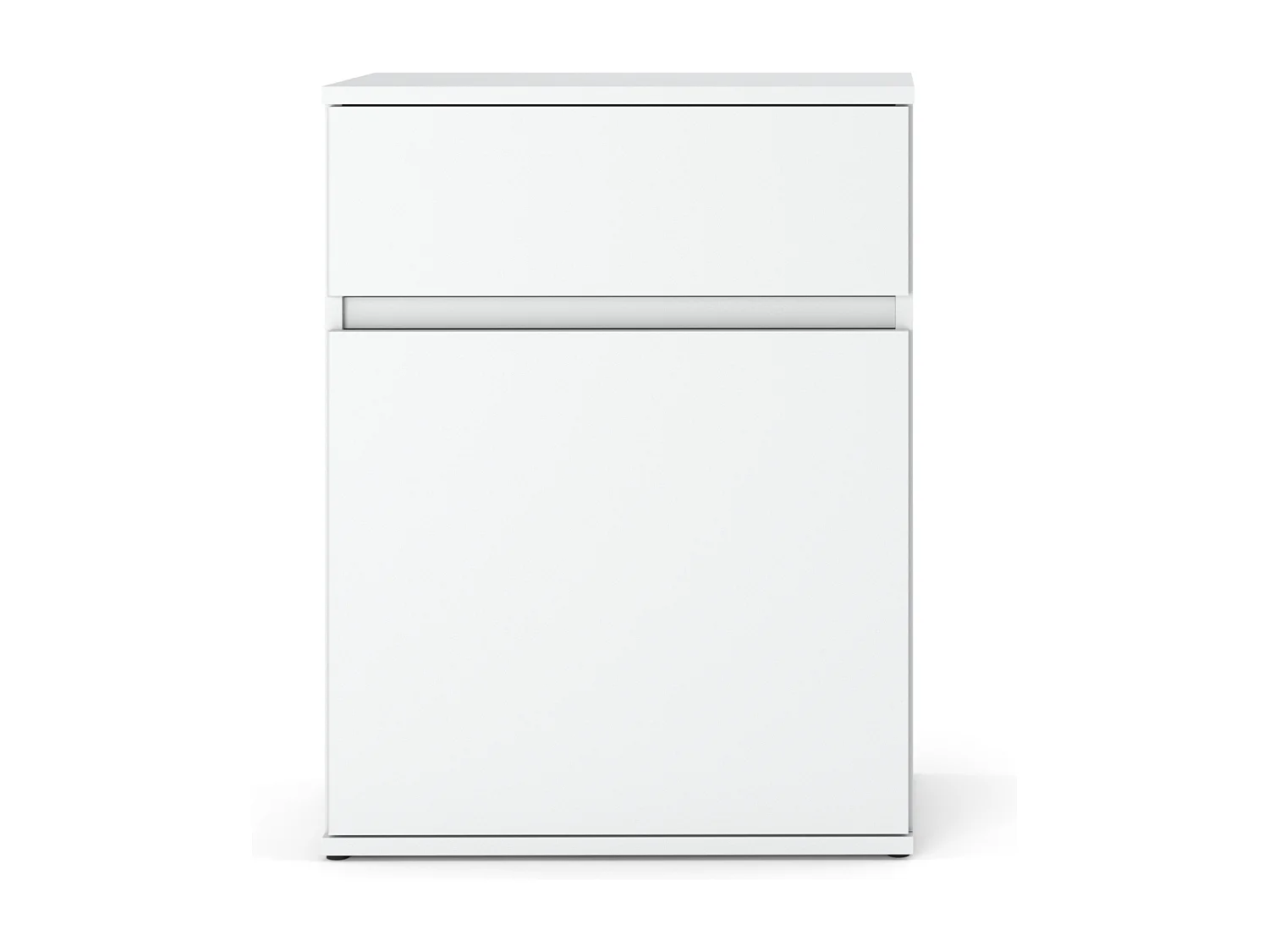 Commode design blanc mat avec tiroir et porte – 60x35x78 cm