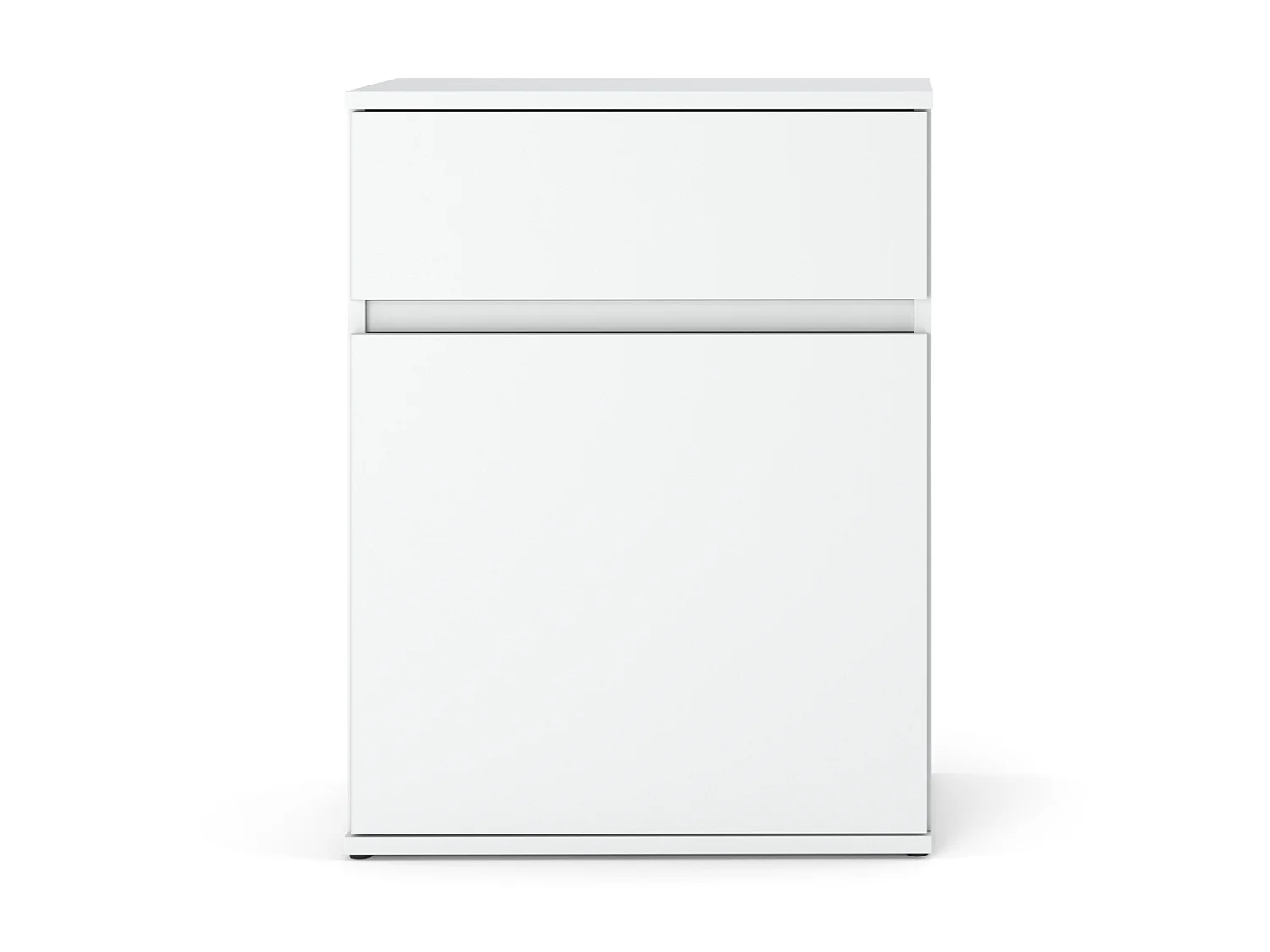 Cómoda moderna branca mate 60x35x78 cm com 1 gaveta e 1 porta com prateleira, estilo loft
