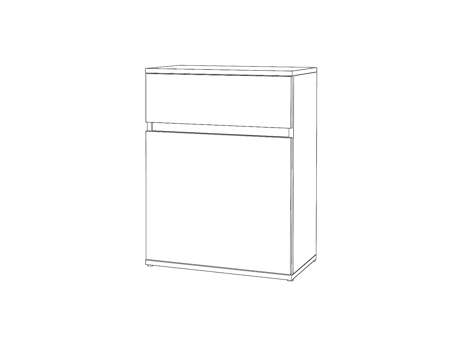 Cómoda moderna branca mate 60x35x78 cm com 1 gaveta e 1 porta com prateleira, estilo loft