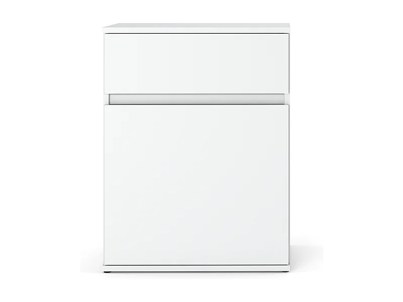 Commode design blanc mat avec tiroir et porte – 60x35x78 cm