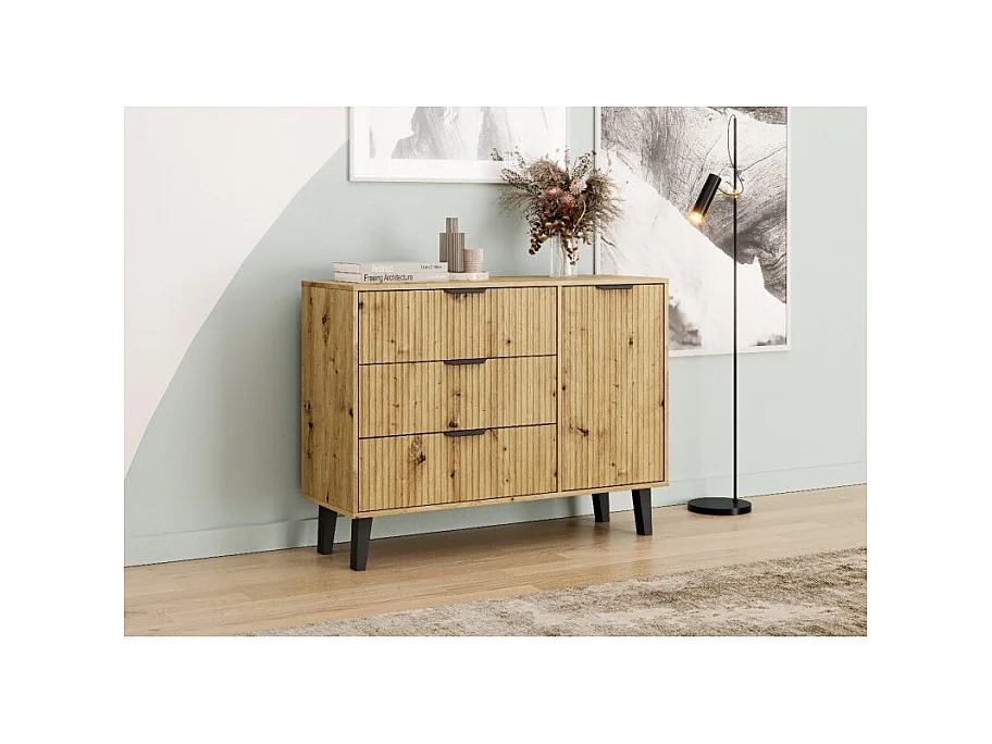 Komoda Scandi 1D3S | Dąb Artisan | 110x39x81,5 cm |  Skandynawski Styl