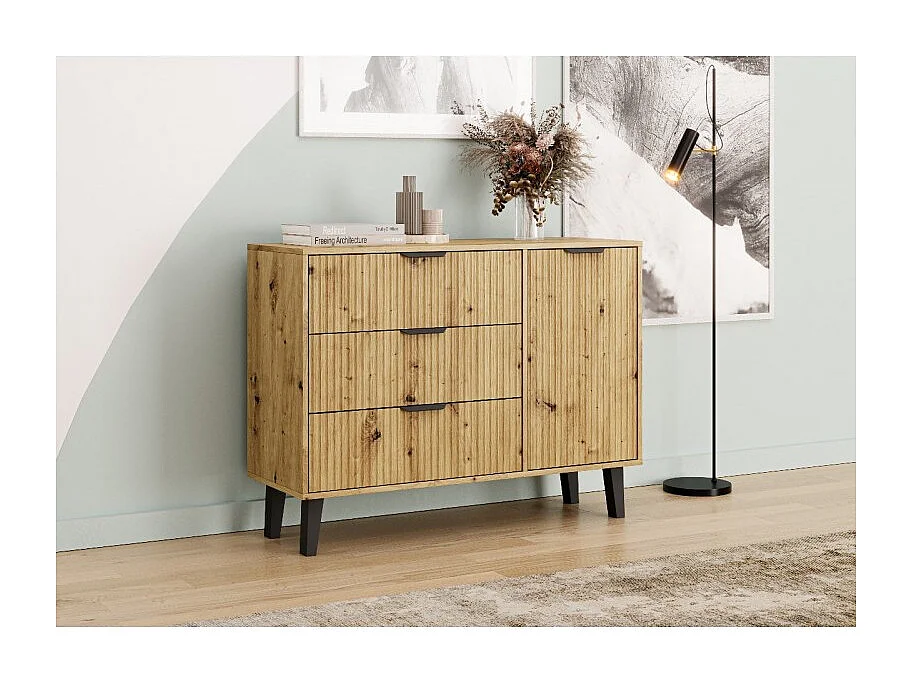 Komoda Scandi 1D3S | Dąb Artisan | 110x39x81,5 cm |  Skandynawski Styl
