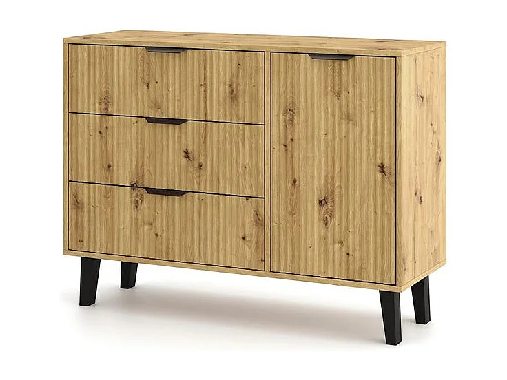 Komoda Scandi 1D3S | Dąb Artisan | 110x39x81,5 cm |  Skandynawski Styl