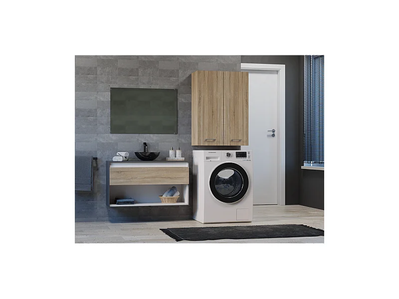 Szafka Pola MINI DD | Dąb Sonoma | 64x30x90 cm |  Szafka Łazienkowa Wisząca