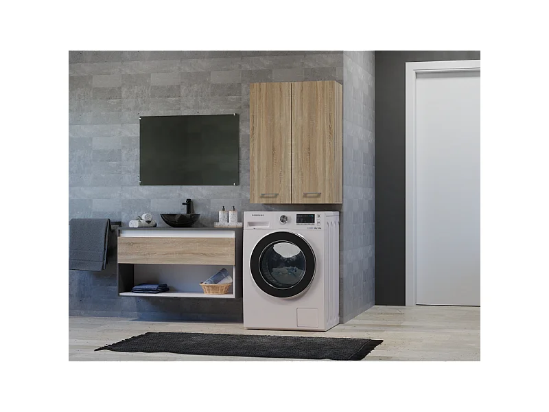 Szafka Pola MINI DD | Dąb Sonoma | 64x30x90 cm |  Szafka Łazienkowa Wisząca