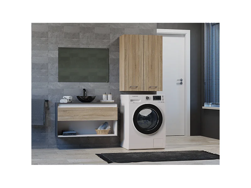 Szafka Pola MINI DD | Dąb Sonoma | 64x30x90 cm |  Szafka Łazienkowa Wisząca